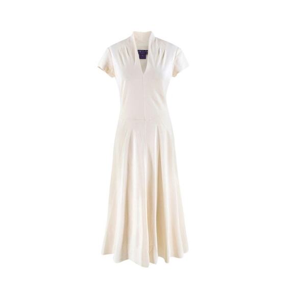 Ralph Lauren Collection Silk Dress 10 Runway 2009 White Short Sleeve Carrie SATC - Picture 4 of 16